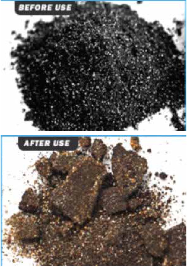 Oxygen absorber before and after use
